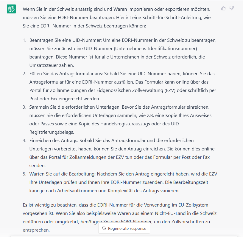 ChatGPT Chat-Screenshot