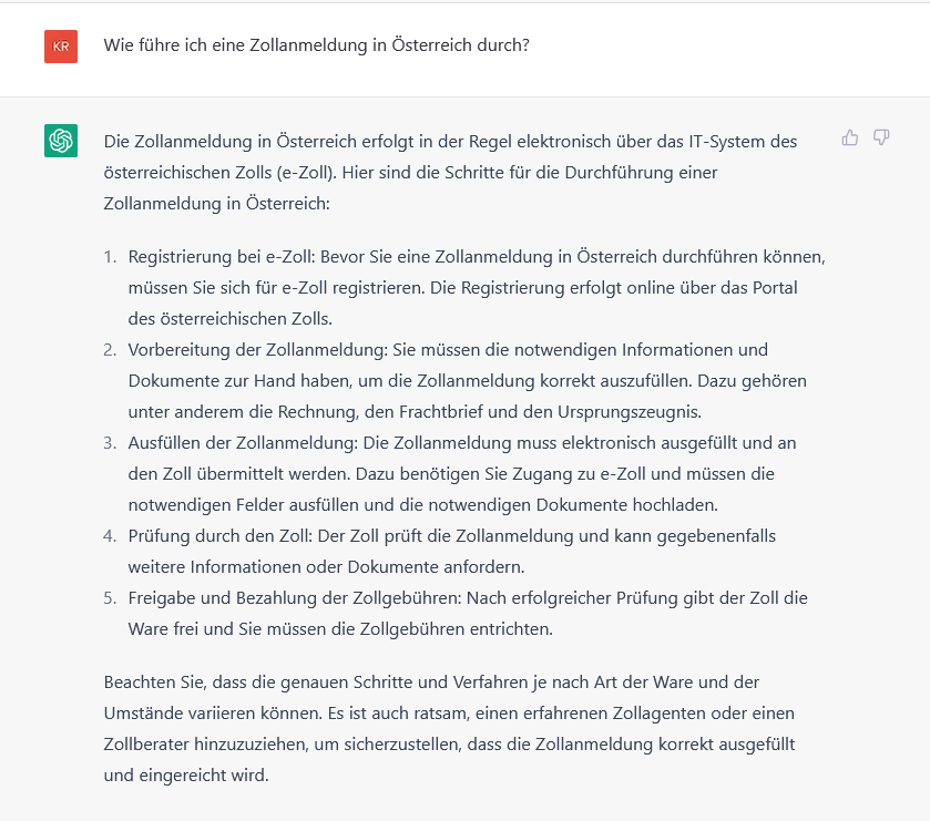 ChatGPT Chat-Screenshot