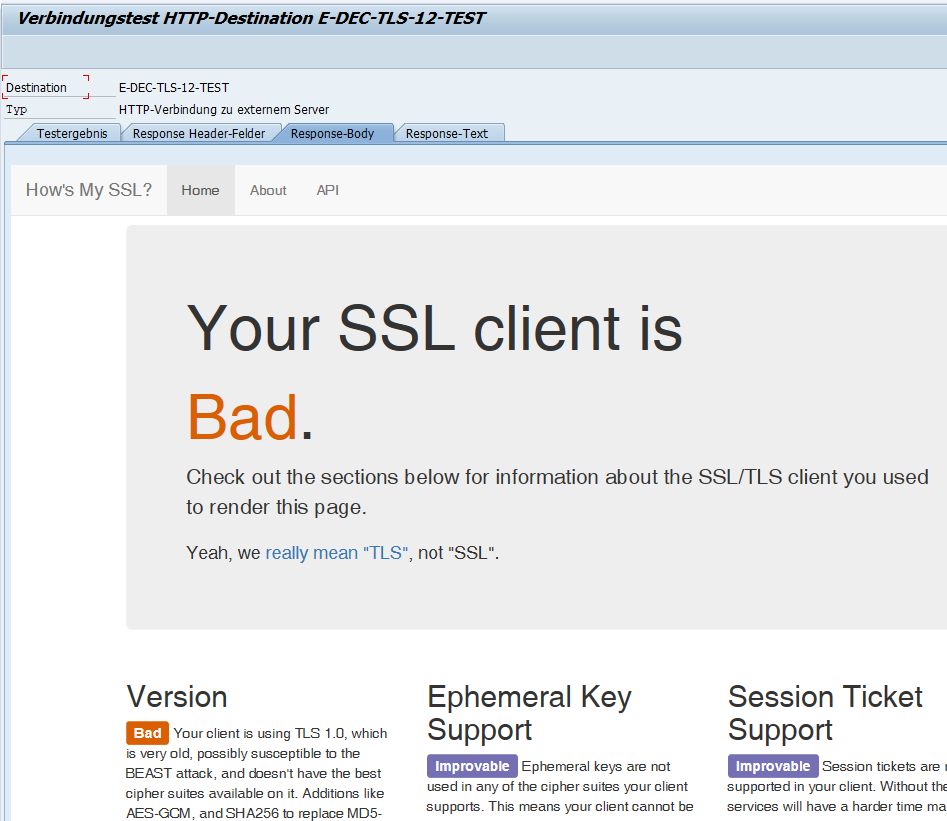 SSL Client is bad Meldung