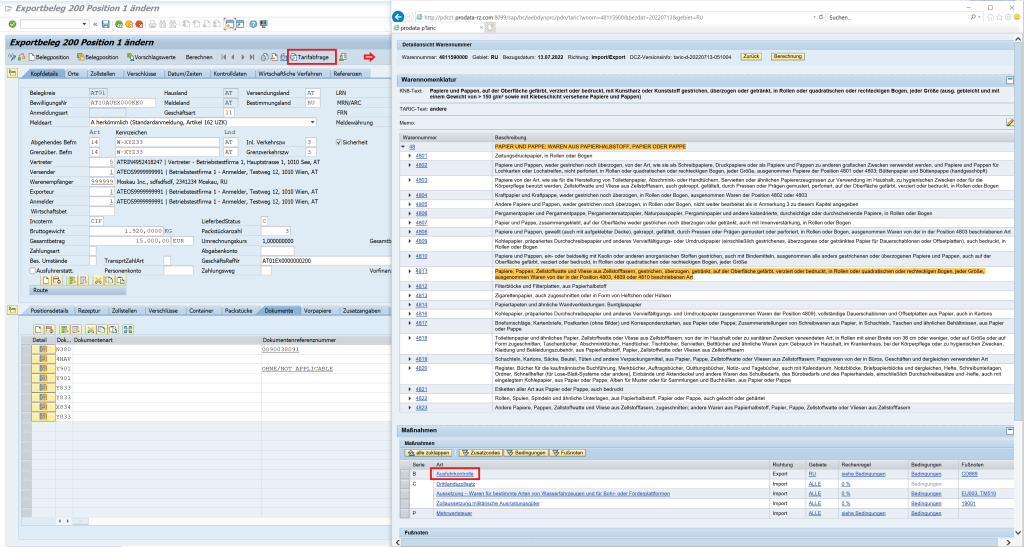 pTaric Screenshot Online Tarifabfrage