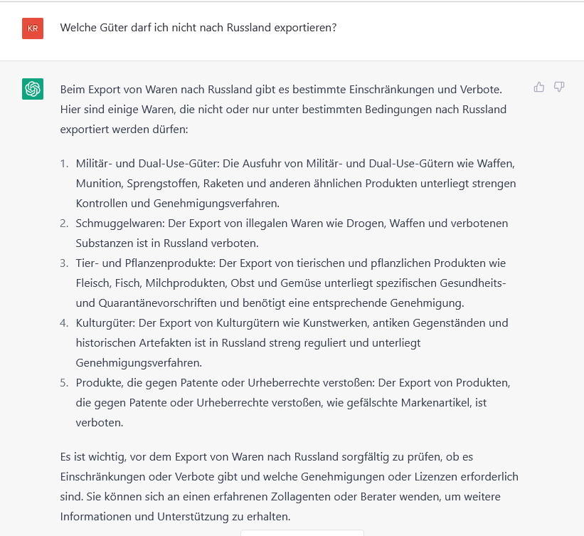 ChatGPT Chat-Screenshot