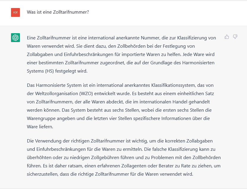 ChatGPT Chat-Screenshot